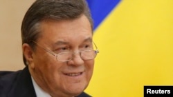 Russia -- Ousted Ukrainian President Viktor Yanukovych gives a press conference in Rostov-na-Donu, February 28, 2014