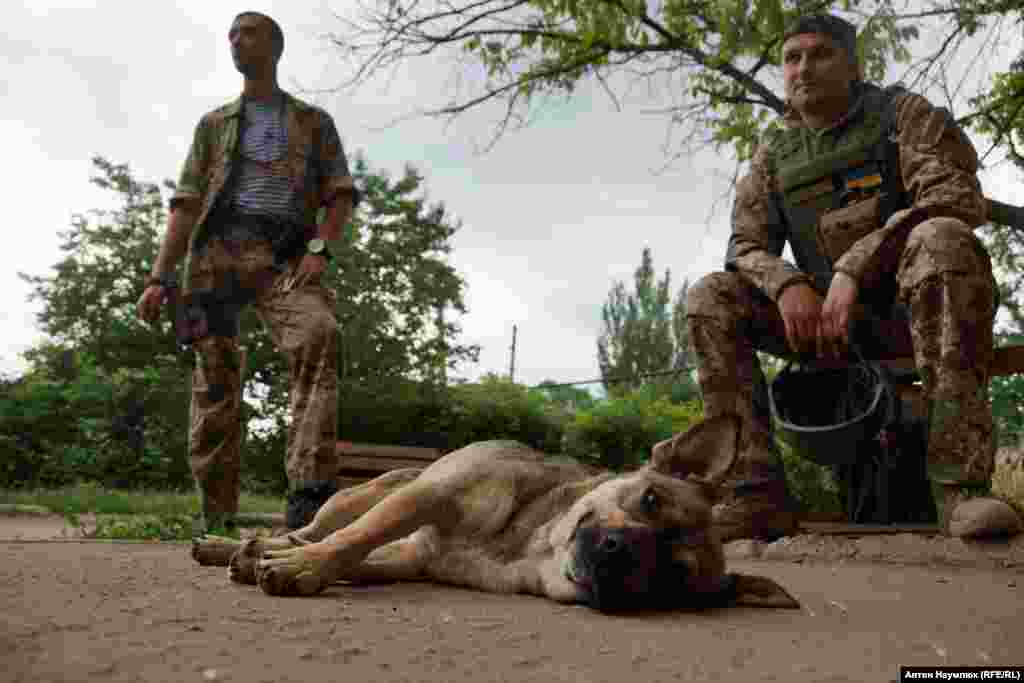 Украинские военные и волонтеры в районе Донецкого аэропорта