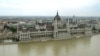 Hungary -- An aerial view shows the stairs of the parliament building are flooded by the Danube in Budapest, 08Jun2013