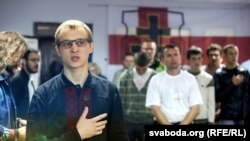 Зьміцер Дашкевіч, падчас зьезду "Маладога фронту" 12 верасьня 2015 году