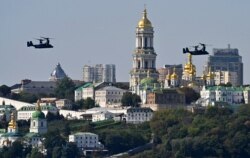 Американские конвертопланы Bell V-22 Osprey над Киевом во время совместных учений Украины и Сил специальных операций США, 22 сентября 2020 года