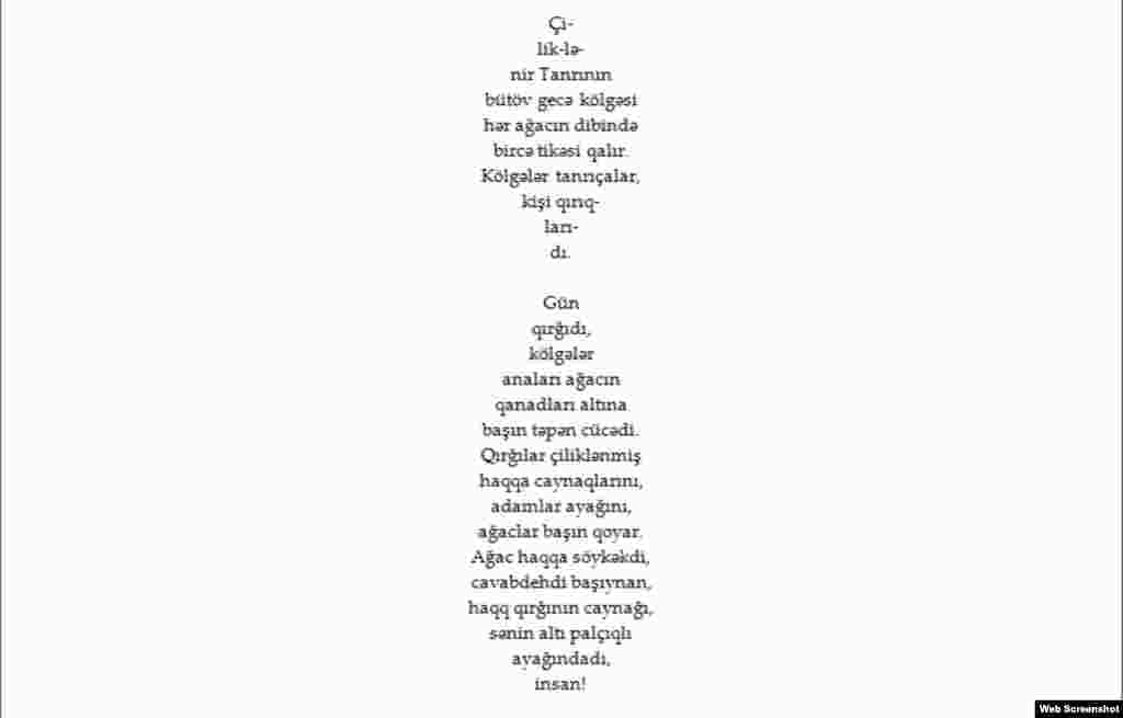 Azerbaijan - Poem by Azeri poet Asad Jahangir